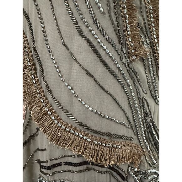 Asos Design Women's Embellished Swirl Mini Dress Taupe Size 14 🛑 - Picture 3 of 14